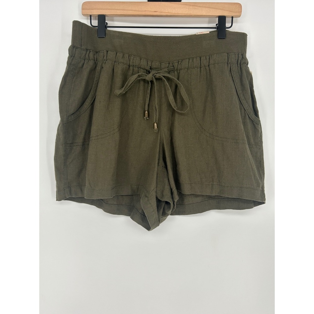 "NWT"TORRID Olive Green High-Waisted Linen-Blend Drawstring Shorts- Size 0 Large